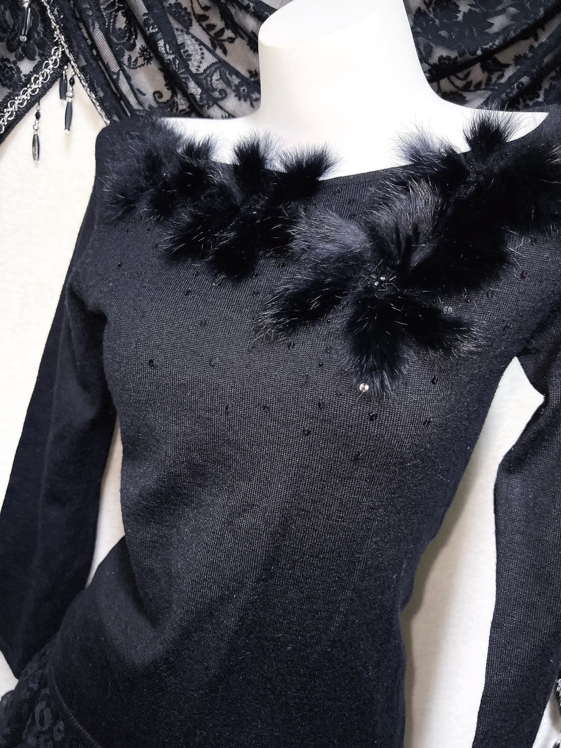 로맨틱고딕 고스펑크 갸루 로걀 래빗퍼트리밍 니트 오리엔탈 핀터 다크페어리 상품이미지9