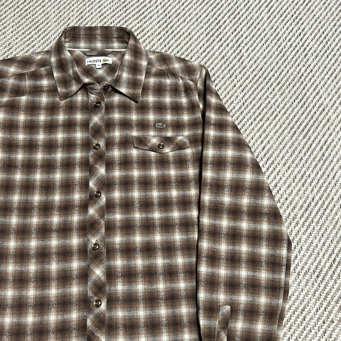 [S] Lacoste 라코스테 브라운 플란넬 체크셔츠 상품이미지2