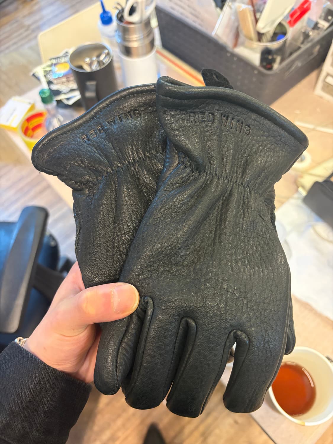 레드윙 사슴가죽 장갑 블랙 M 상품이미지4