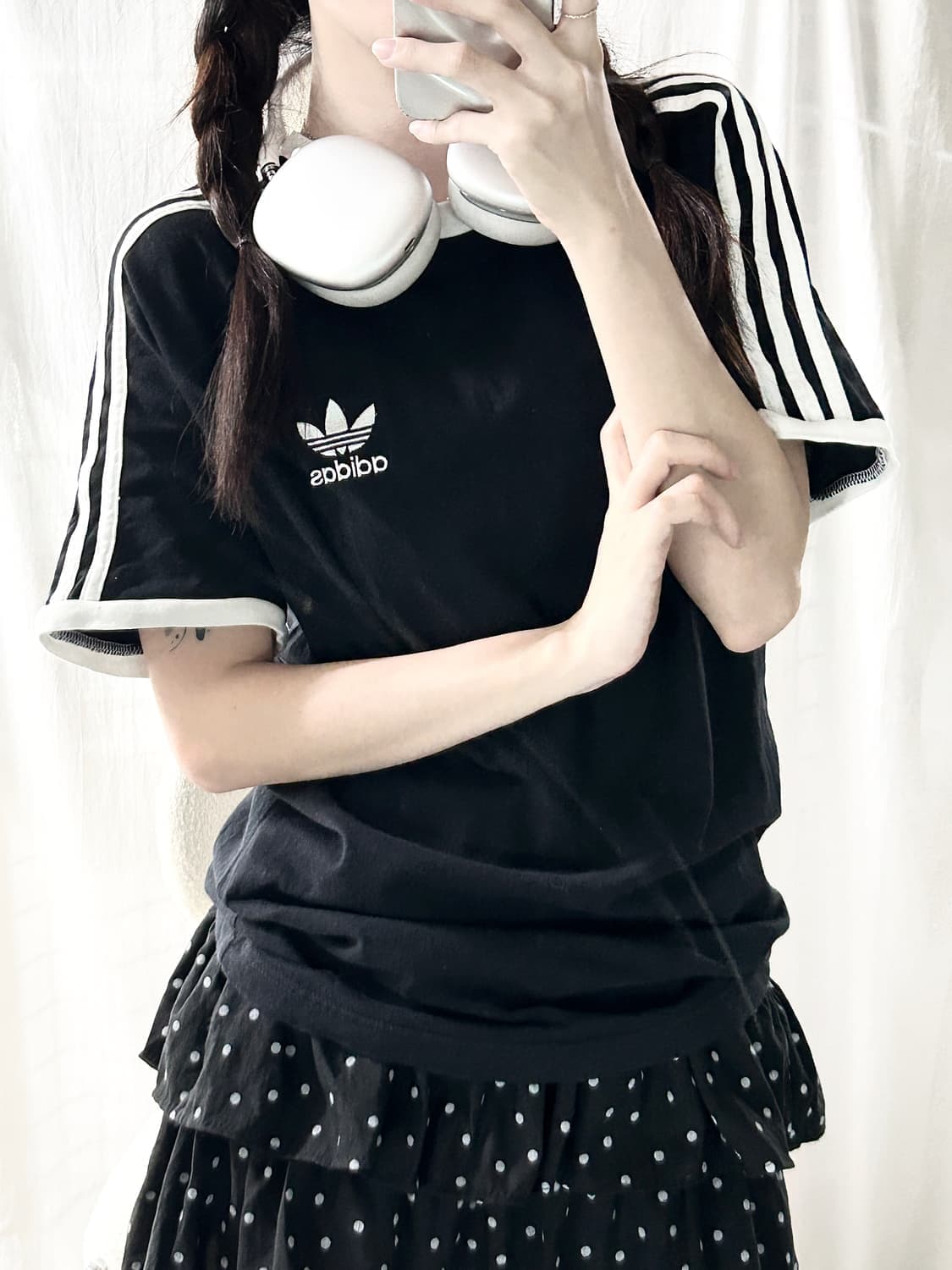 S (90) 아디다스 유로파 파이어버드 로고 삼선 링거티 반팔티 블랙 상품이미지1