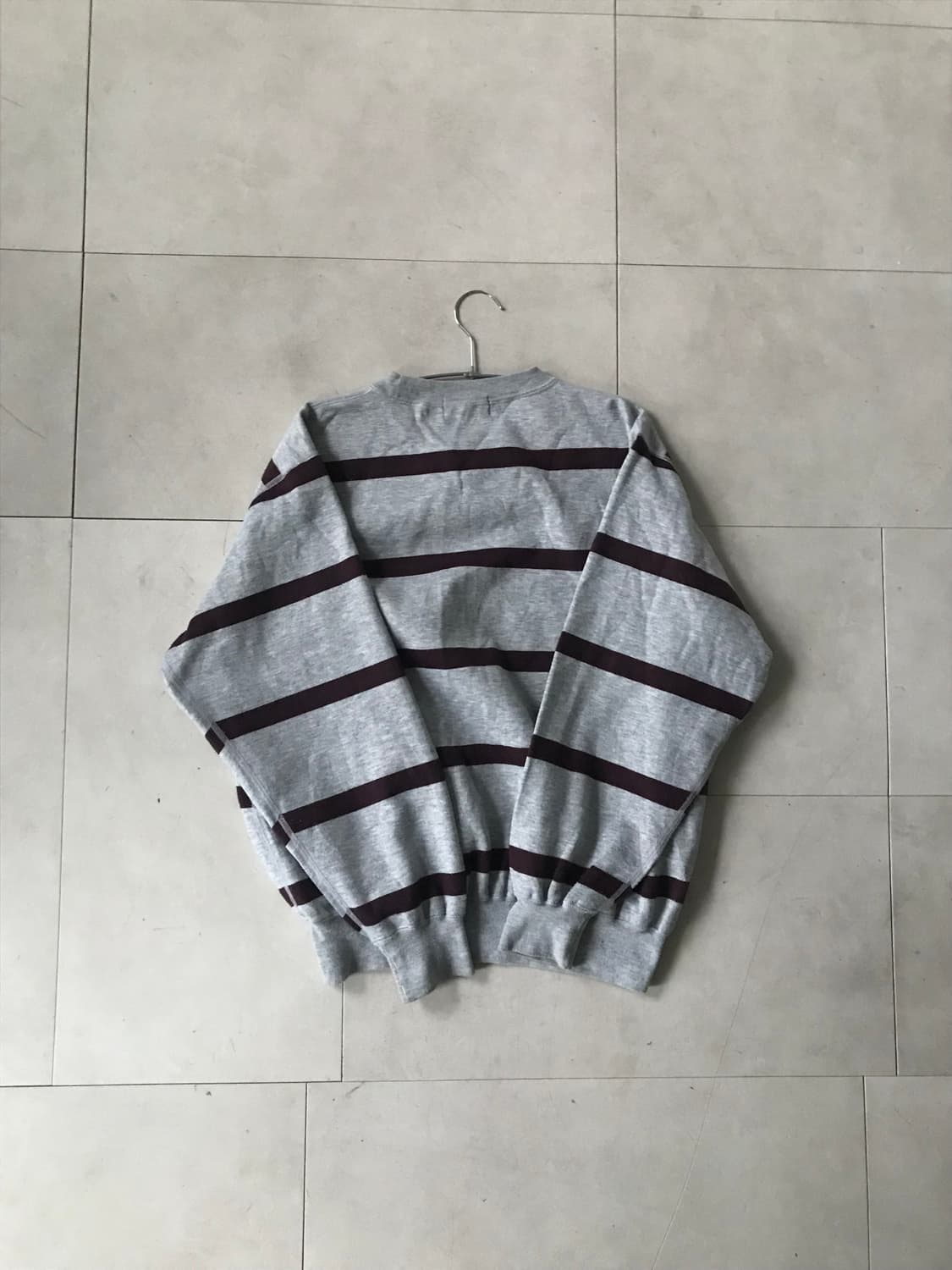 폴로 그레이 버건디 스트라이프 맨투맨 상품이미지7