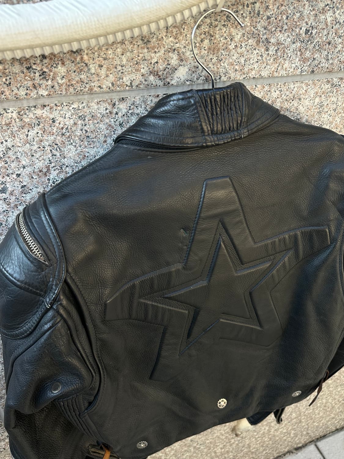 KADOYA 카도야 블랙 레더 레이싱 자켓 스타 패치 상품이미지6