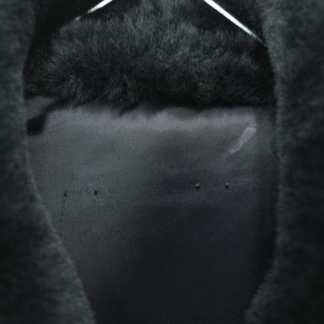 [빈티지] 리얼 쉽스킨 양가죽 카라 퍼 레더 봄버 자켓 블랙 M18966 상품이미지6