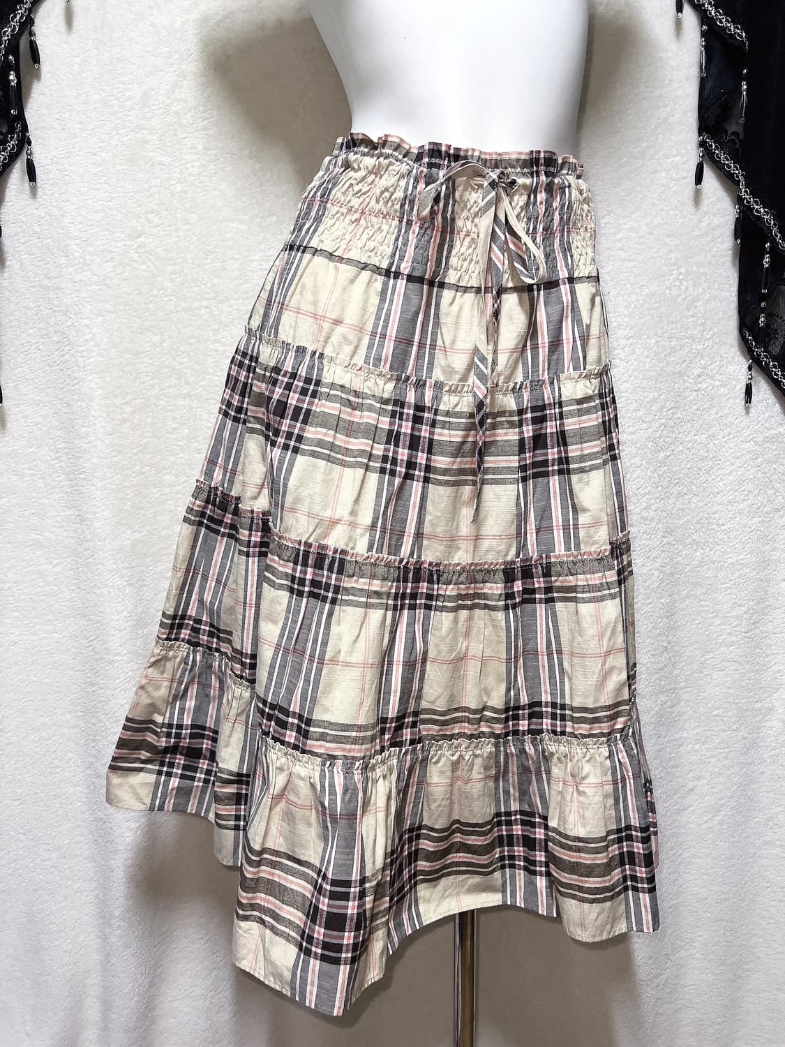 버버리 블루라벨 노바체크 나시 원피스 캉캉 롱스커트 라떼갸루 핀터 너드 상품이미지7