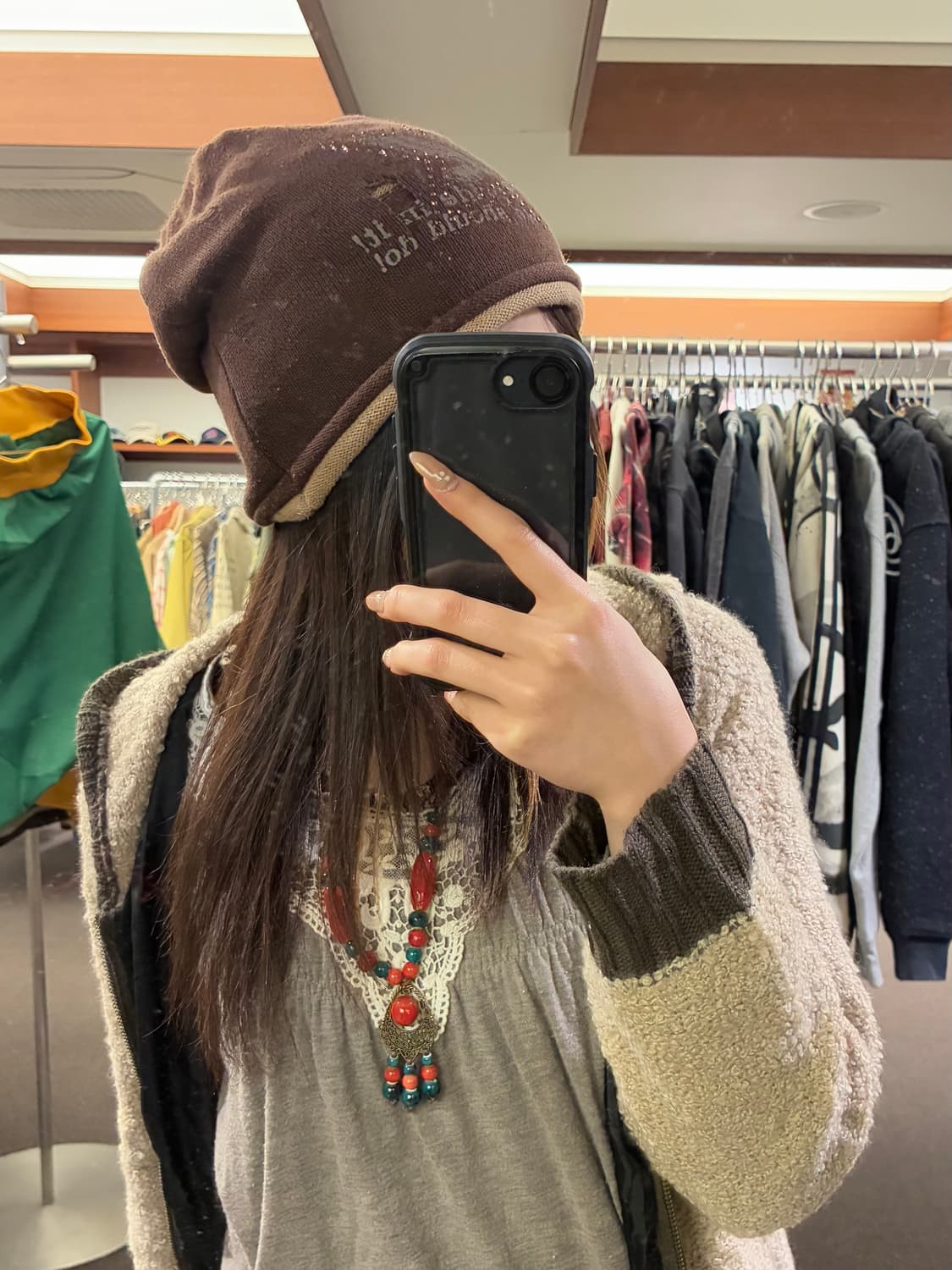 빈티지 여성 데미지 디자인 프린트 비니 상품이미지1