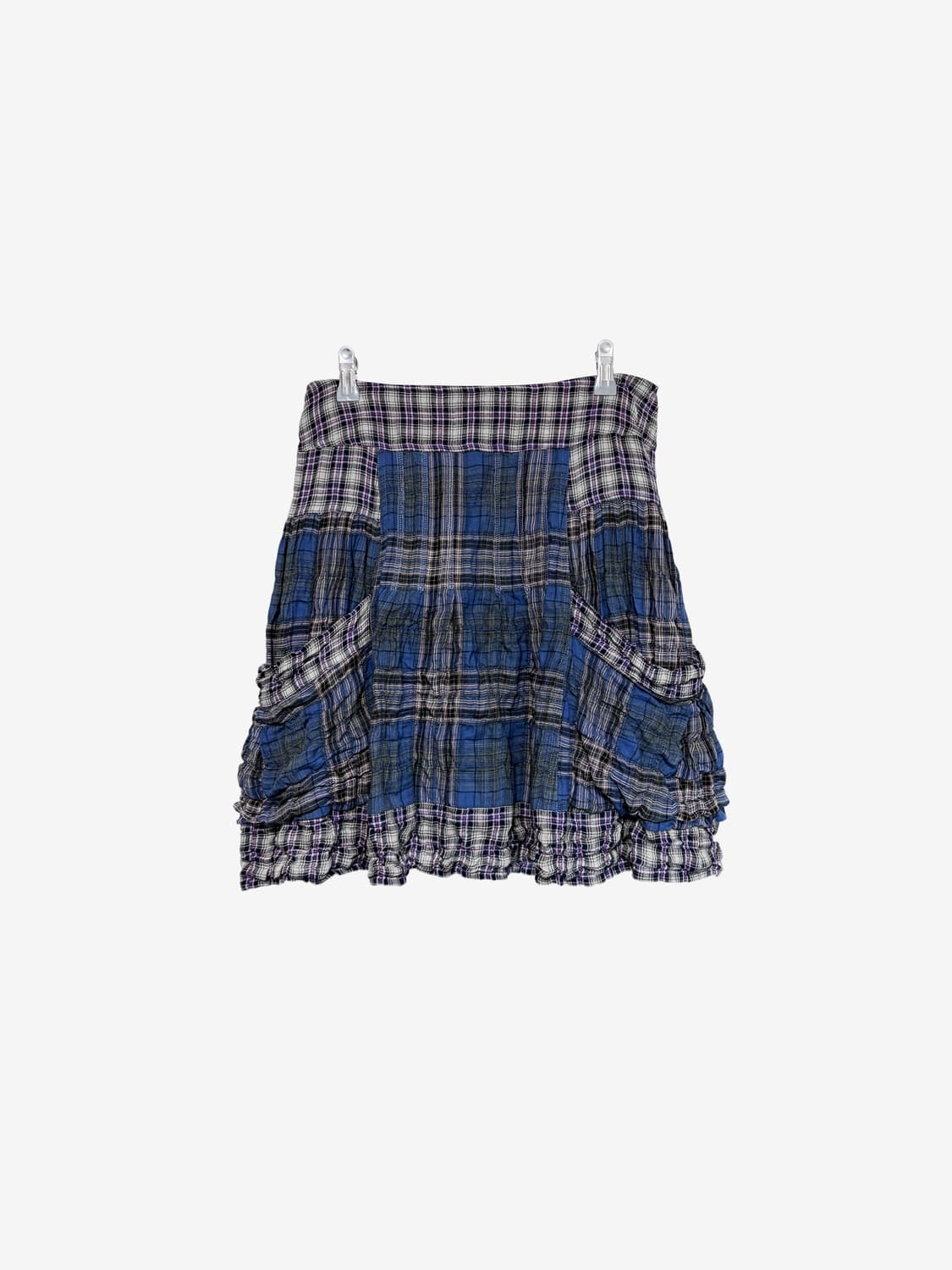 Patchwork Pleated Mini Skirt - Blue 상품이미지6