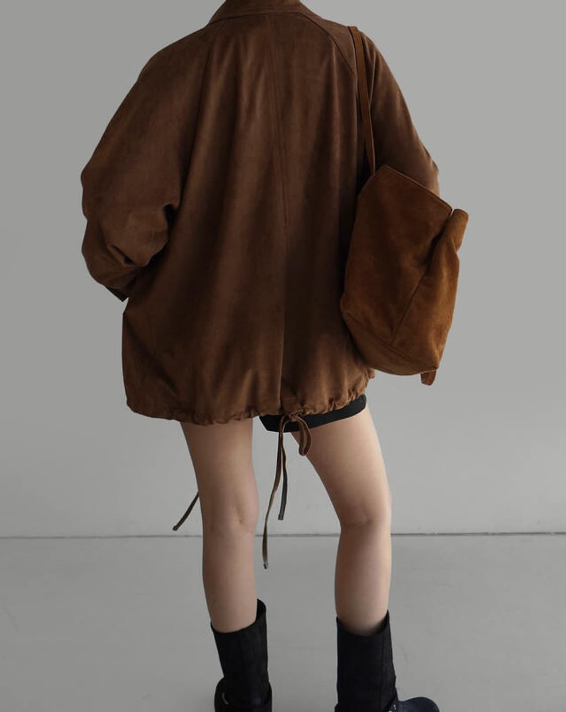라룸 빈티지 프렌치 스웨이드 오버핏 스트링 브라운 자켓 F 상품이미지4