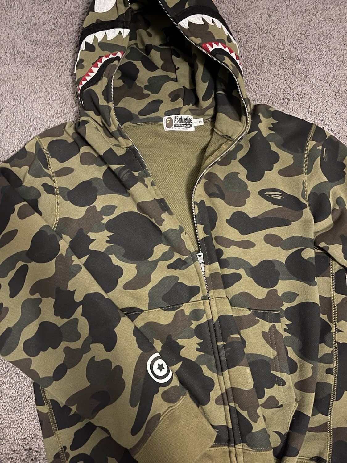 베이프 1st 카모 샤크 후드집업 녹계 S 상품이미지2