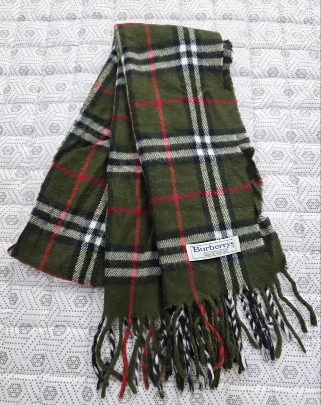 버버리 올리브 그린 체크 코튼 머플러 상품이미지3