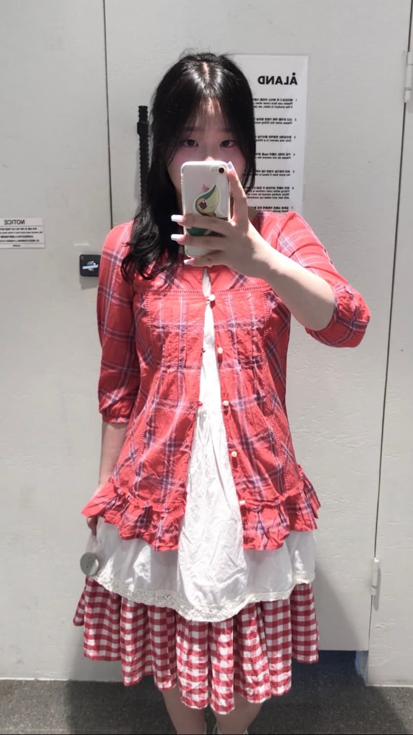 빈티지 딸기체크모리 세트 하구미 상품이미지1