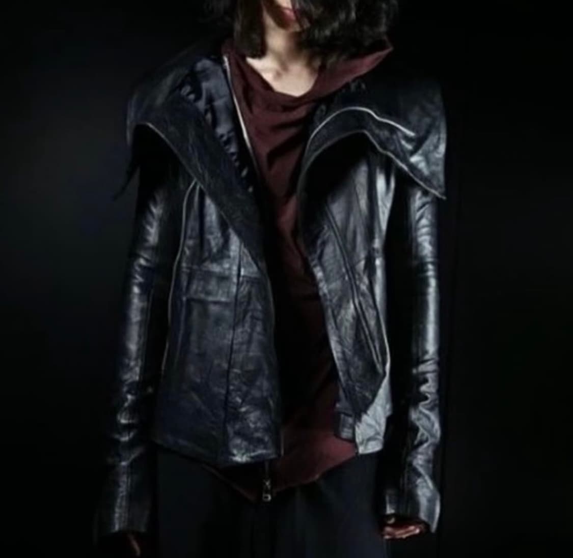 EKAM - 026 하이넥 레더 자켓 상품이미지6