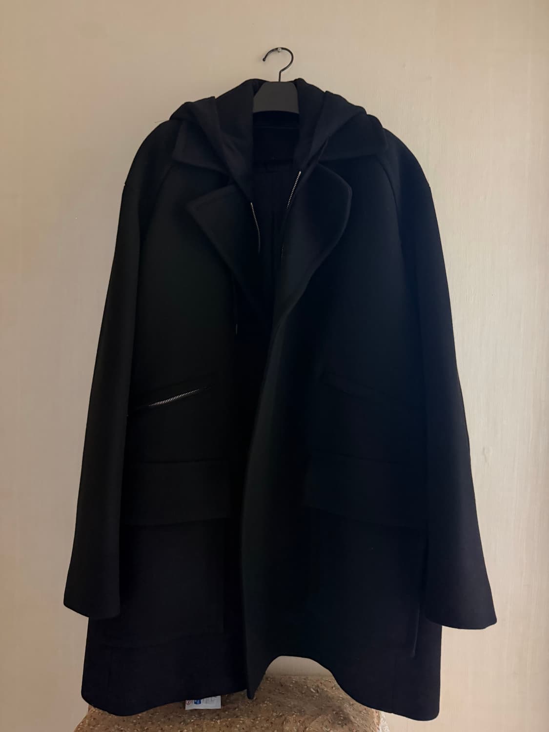 준지 후디드 더블 코트 블랙 48 상품이미지1