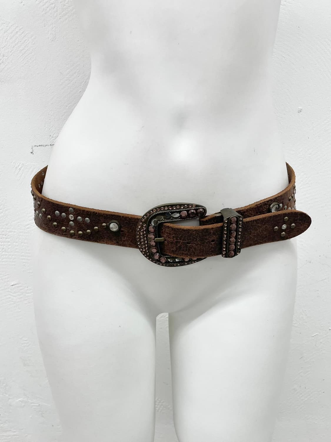 리얼레더 웨스턴 스터드 버클 벨트 상품이미지2