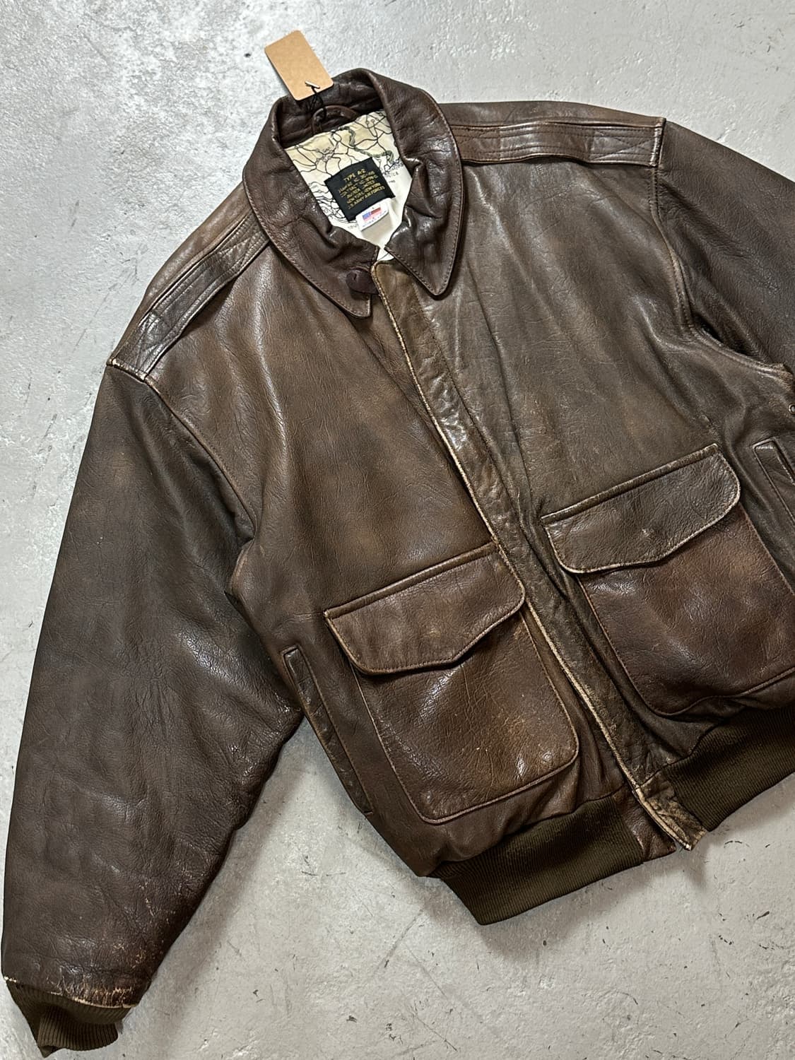 90's OG USA Made 아비렉스 A2 레더 자켓 봄버 자켓 상품이미지5