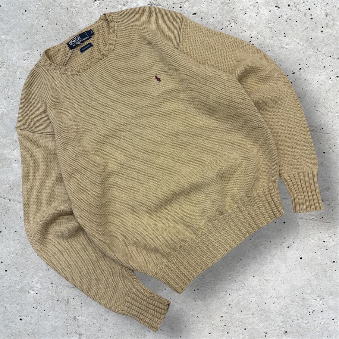 [M] 폴로 랄프로렌 VTG 코튼 베이지색 니트 스웨터 B383 상품이미지1