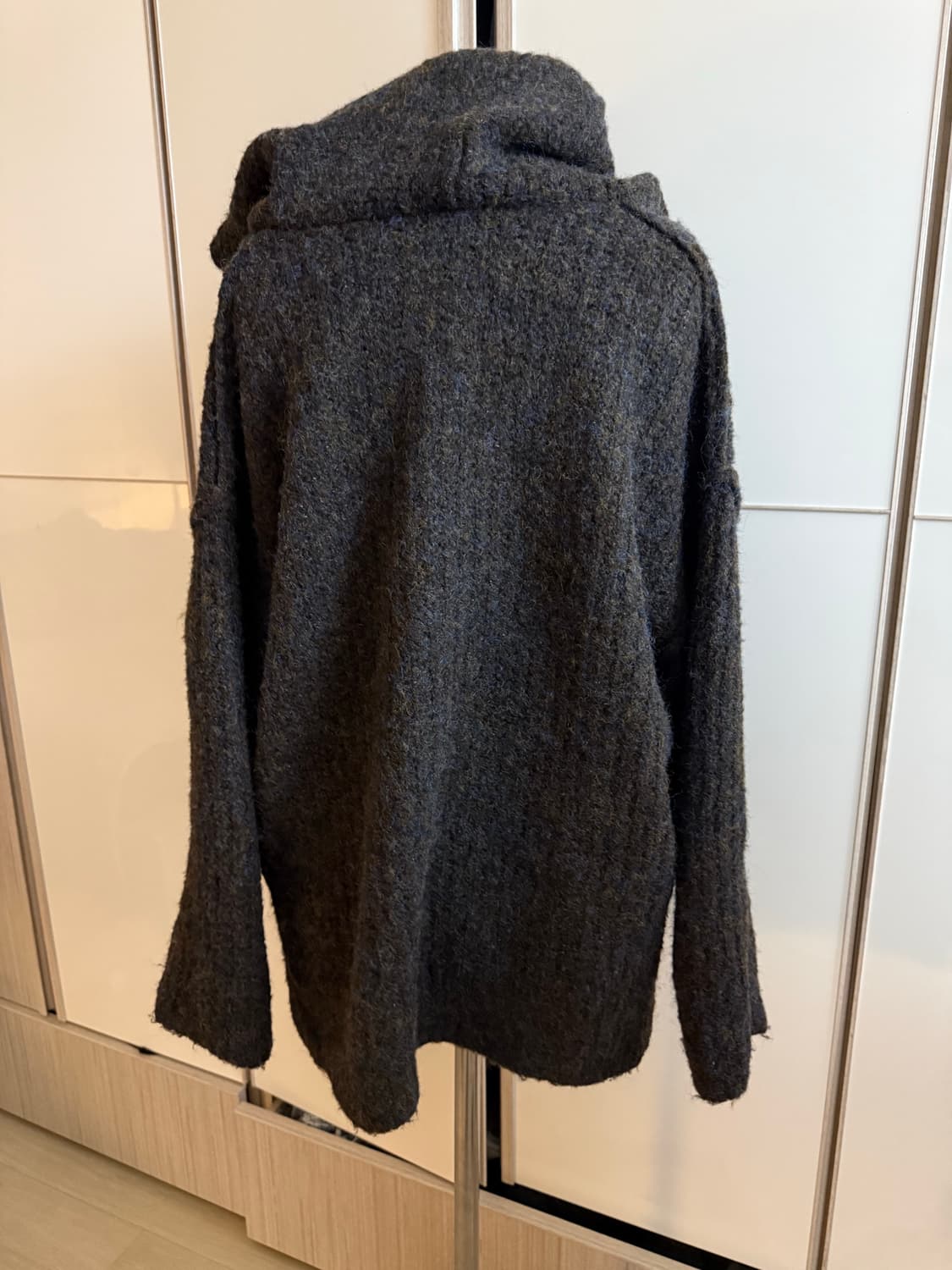 아방 오버핏 니트 오픈숄더 가디건 후드티 후드집업 상품이미지7