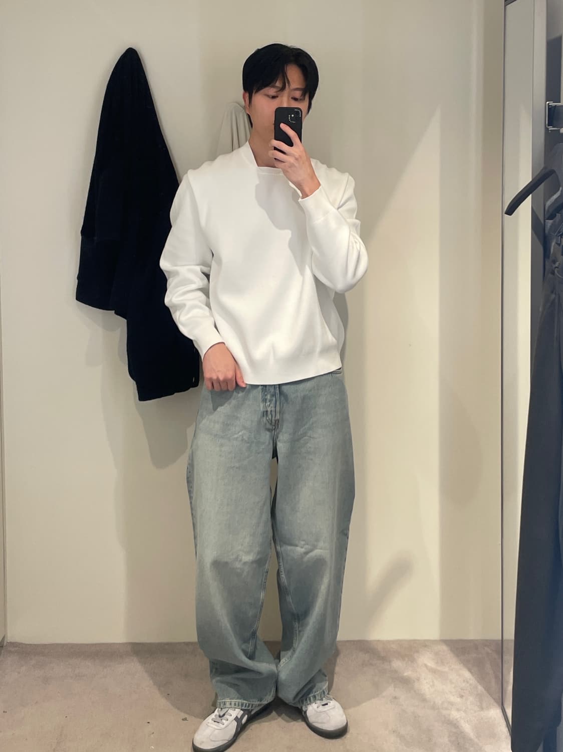 COS 코스 더블페이스 보머 넥 니트 화이트 L사이즈 상품이미지1