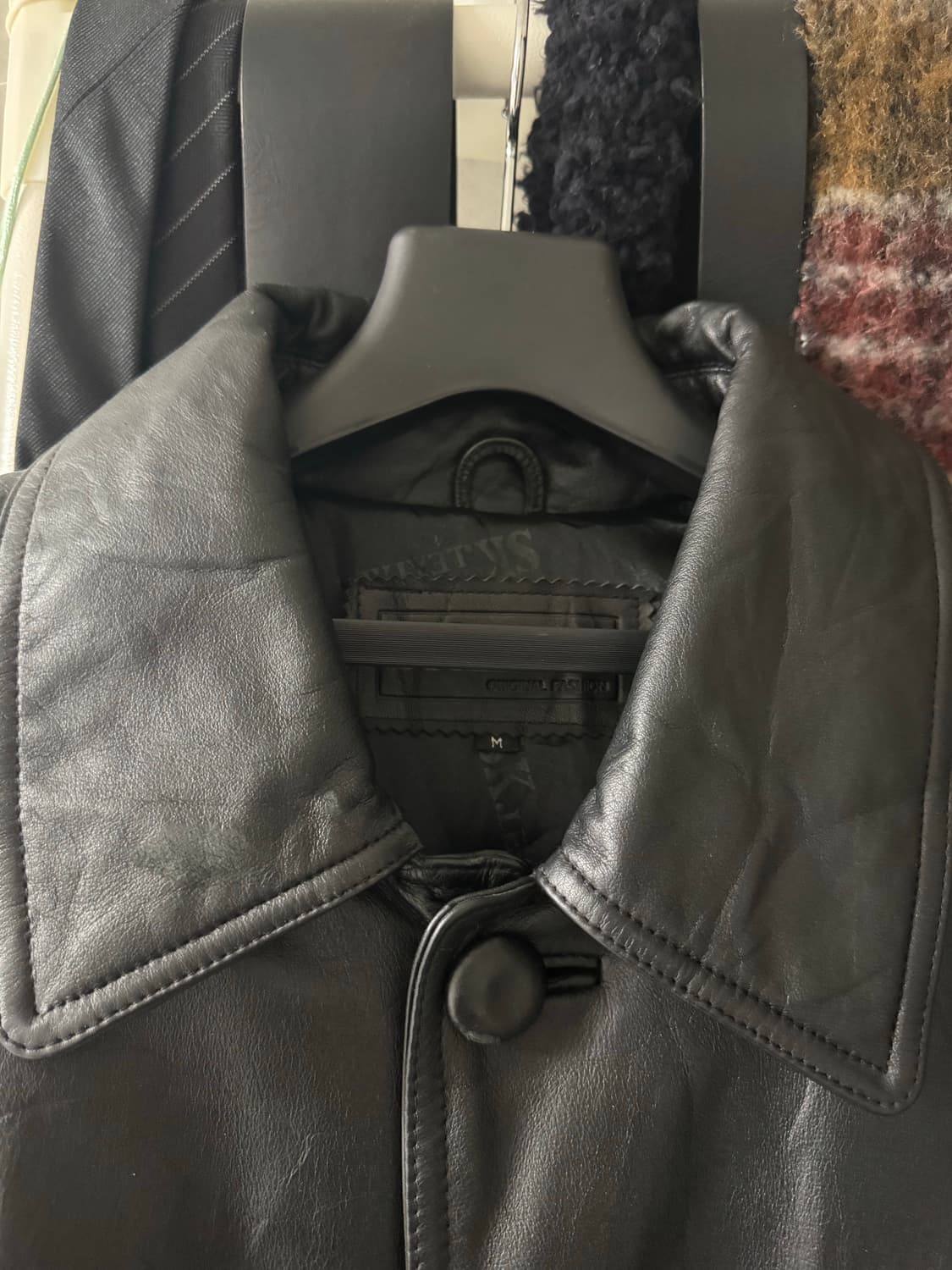 빈티지 레더 트렌치 코트 상품이미지3