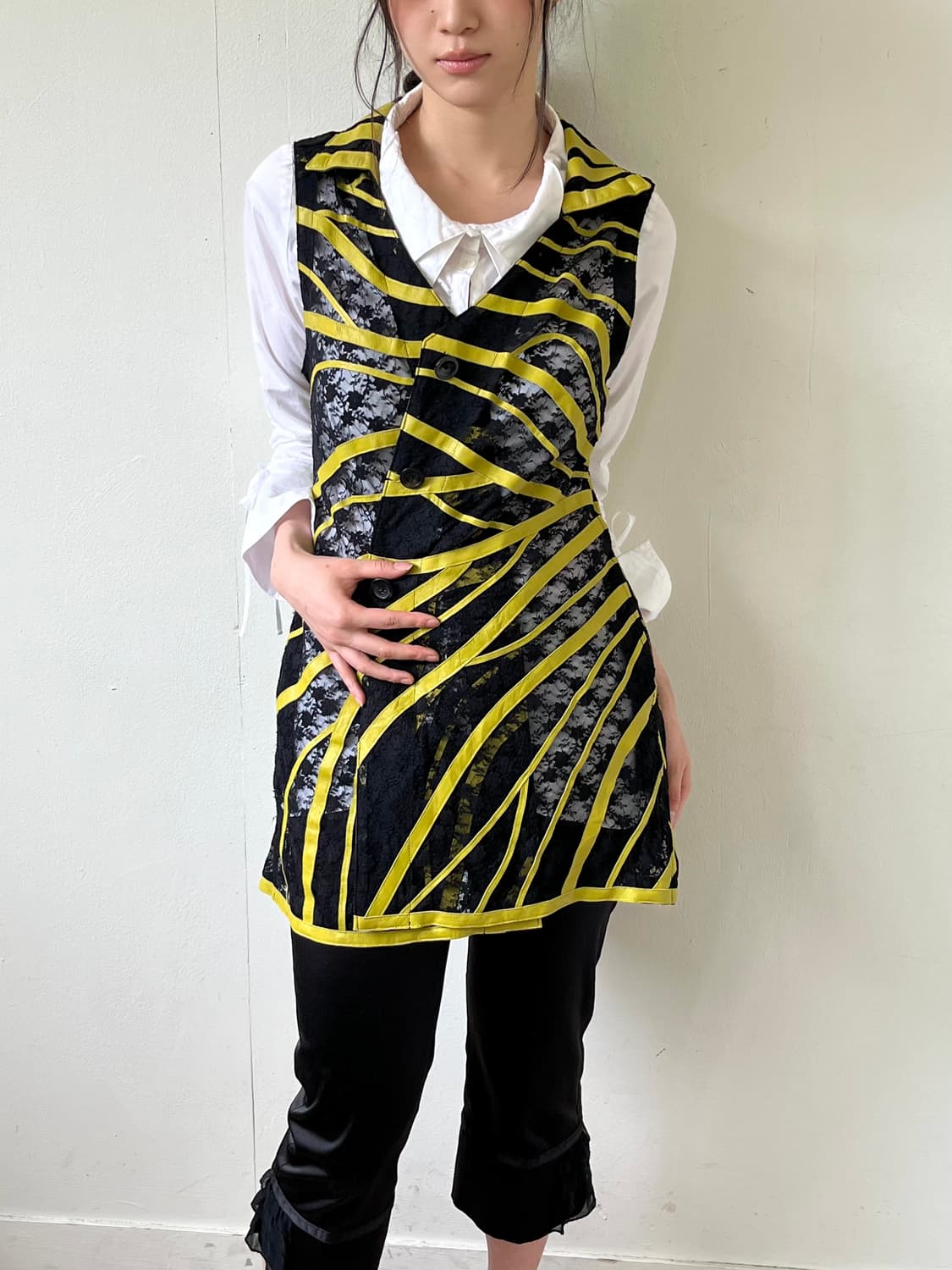 Japan vtg 시스루 레더 베스트 자켓 상품이미지5