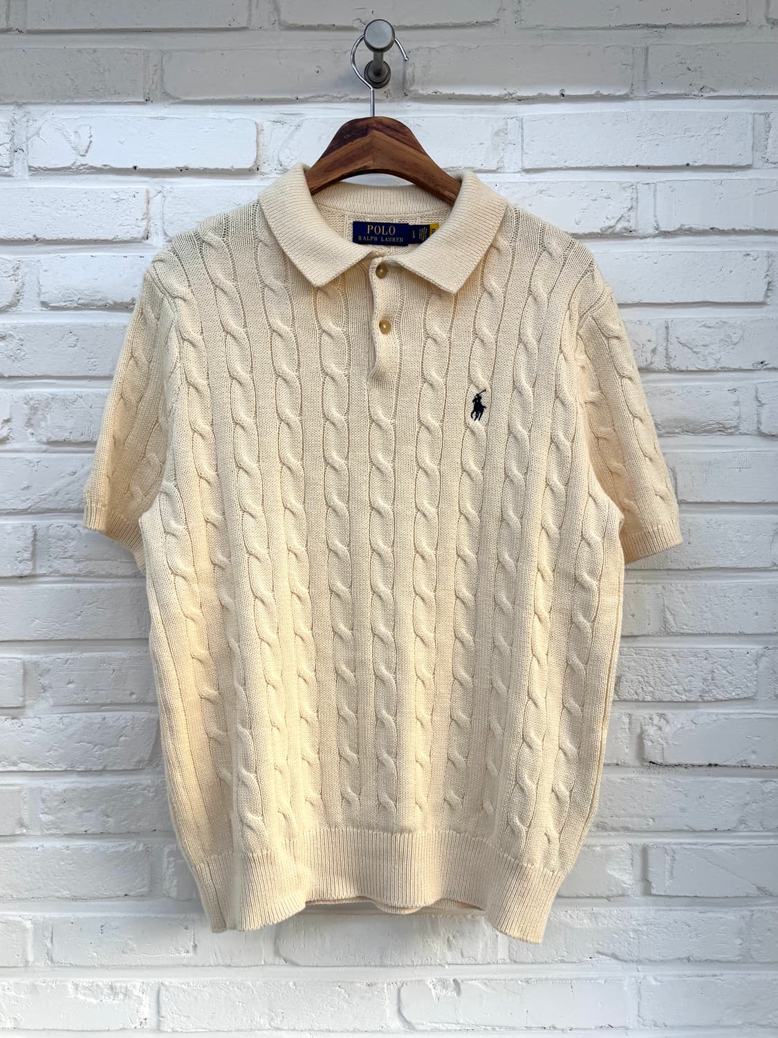 폴로 아이보리 꽈베기 반팔 카라니트 상품이미지1