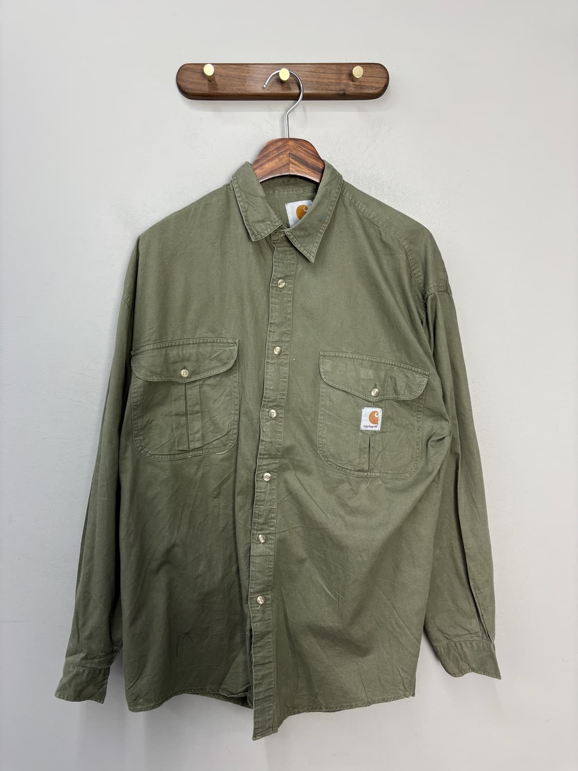 칼하트 카키 코튼 워크셔츠 A3514 상품이미지2