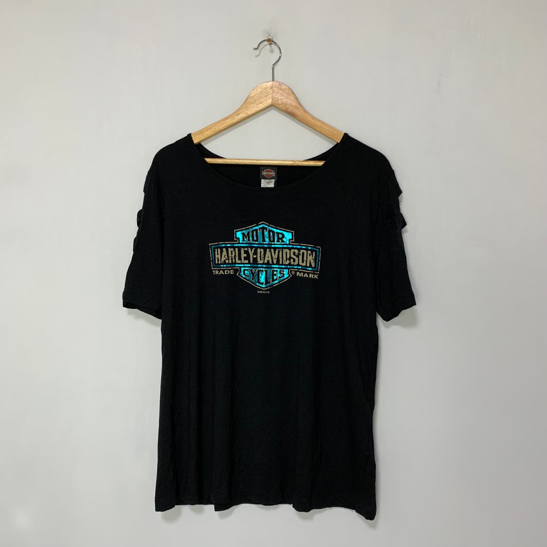 할리데이비슨 빈티지 프린팅 본디지 디테일 펑크 반팔 티셔츠 XL 상품이미지3