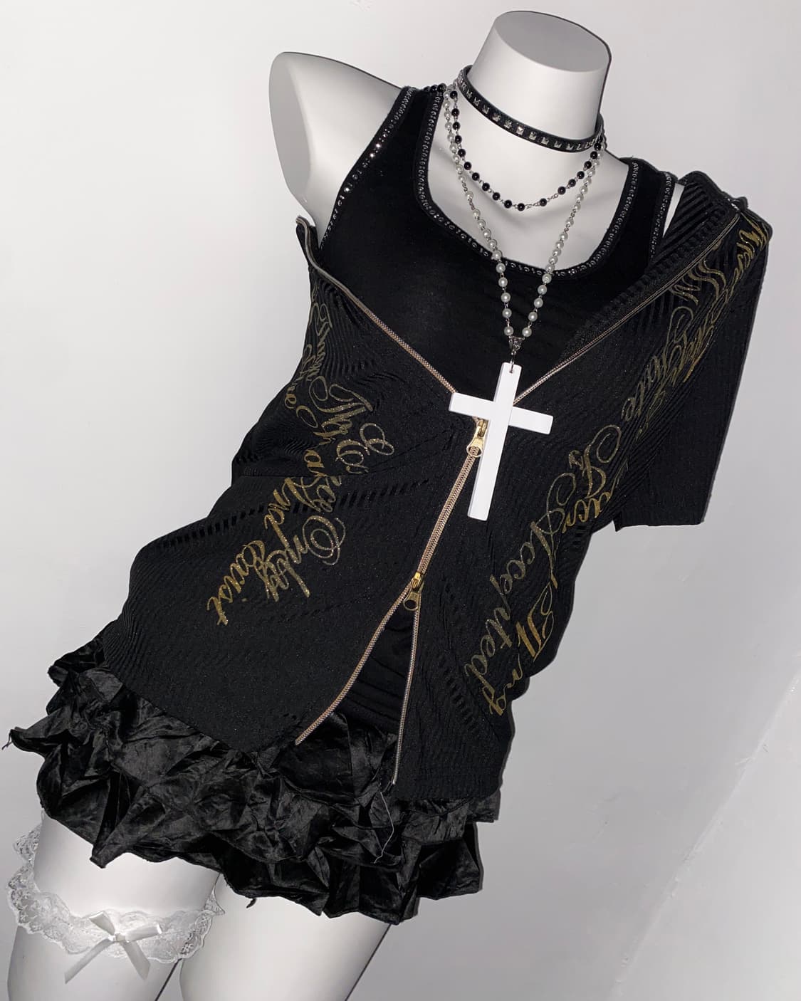 Gothic Gold punk 2-Way Hoodie 상품이미지3