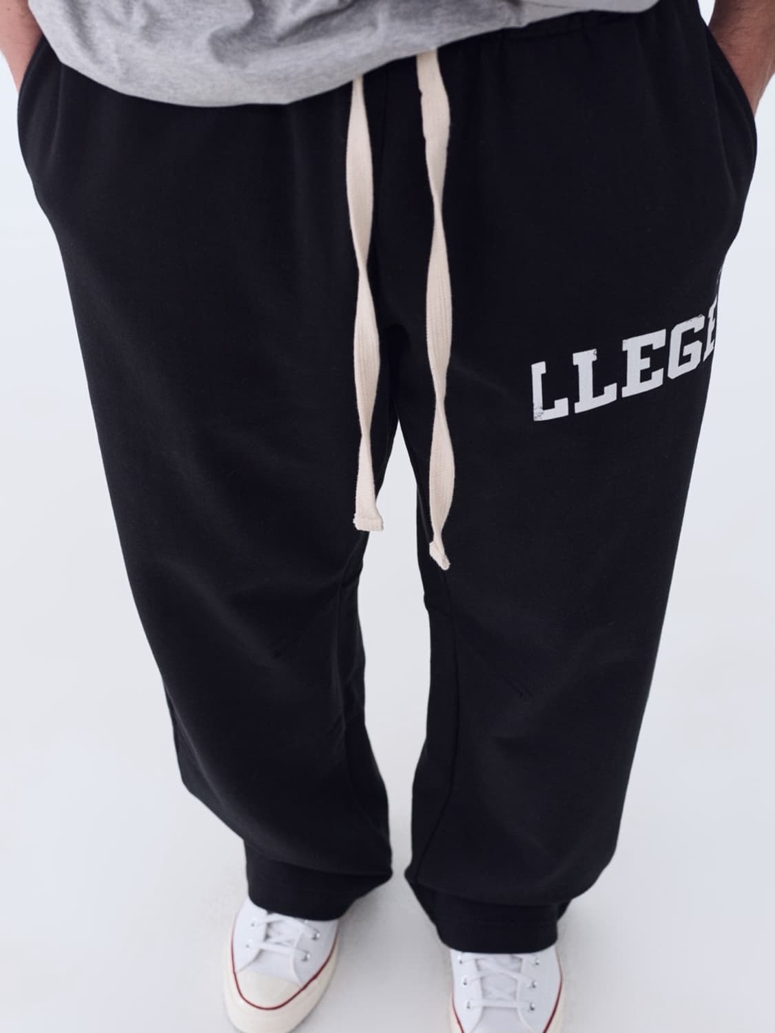 (S) 렉토 LLEGE 로고 트레이닝 스웻 스웨트 팬츠 블랙 상품이미지4