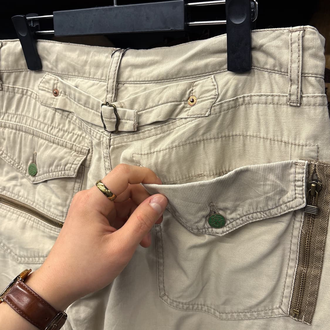 00s 오시코시 Y2K 밀리터리 지퍼카고 하프팬츠 베이지 N1275   상품이미지5