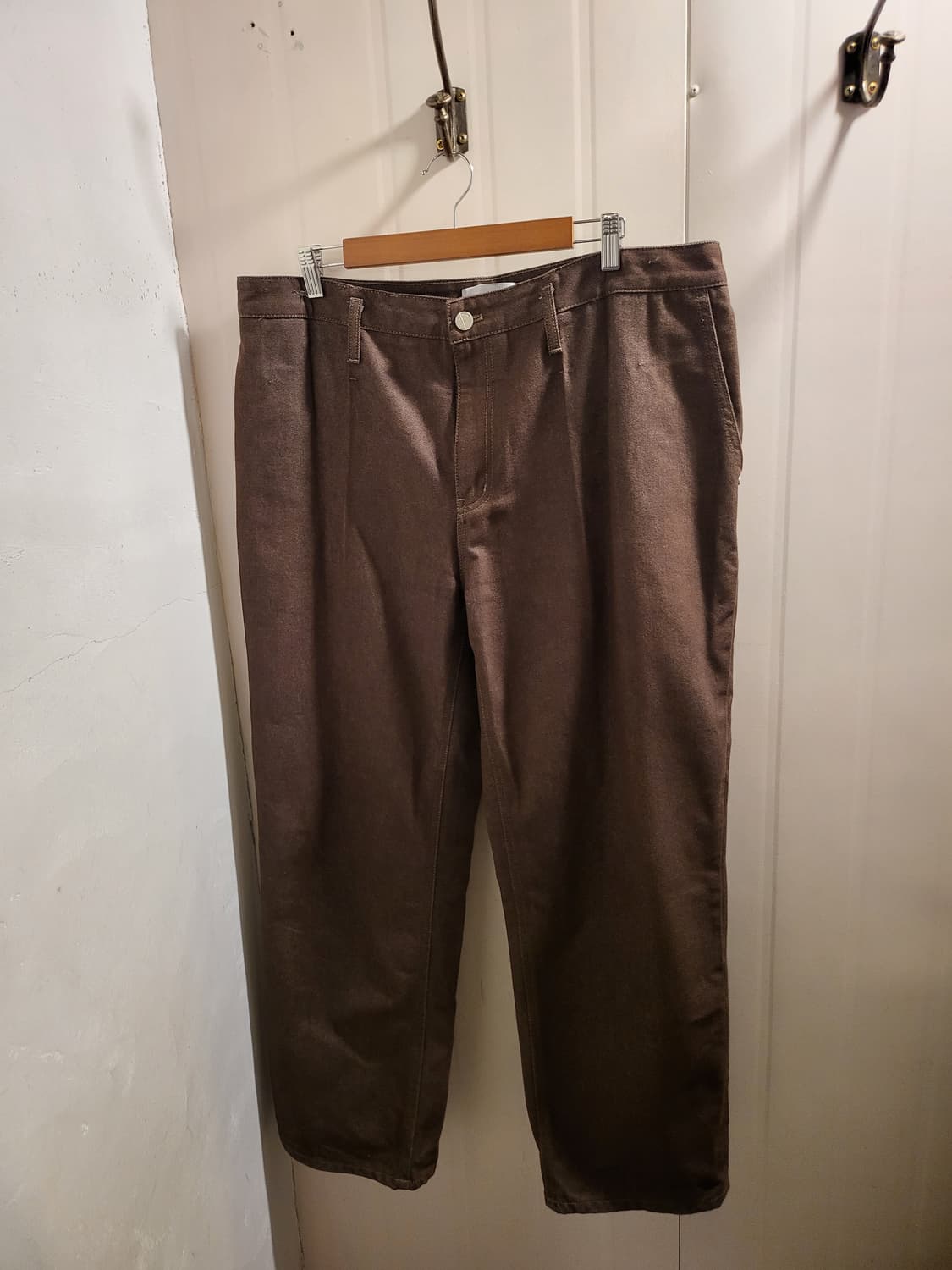 [L]미나브 원턱 카운터 데님팬츠 브라운 38인치 상품이미지1