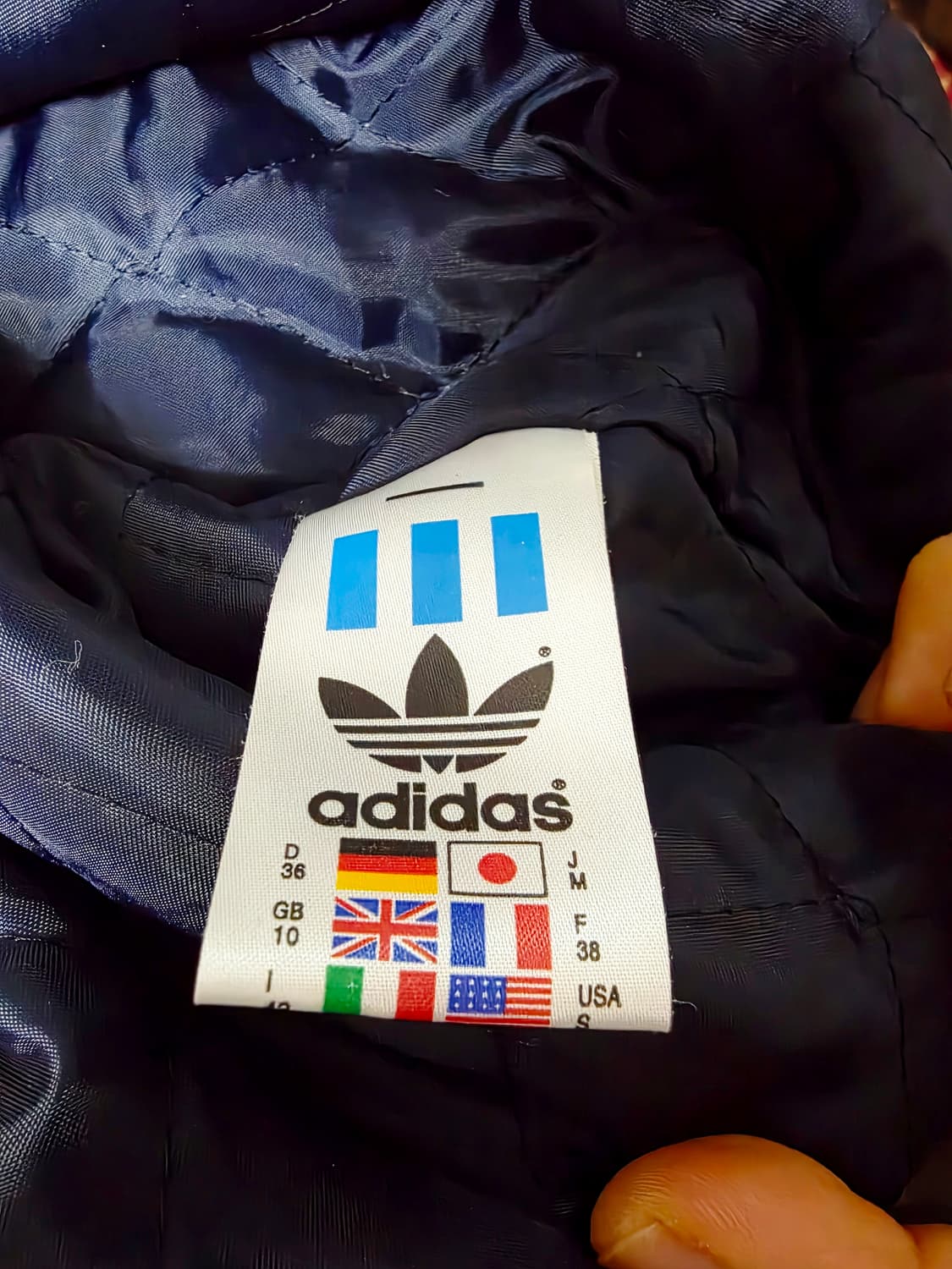 [아디다스] 빈티지 딥블루 트리콜로 유광 후드 자켓 M 상품이미지4