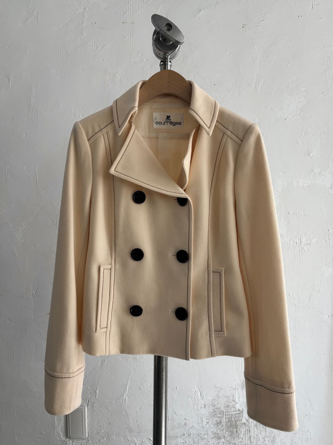 Courreges 꾸레쥬 크림 더블 브레스티드 자켓 상품이미지3