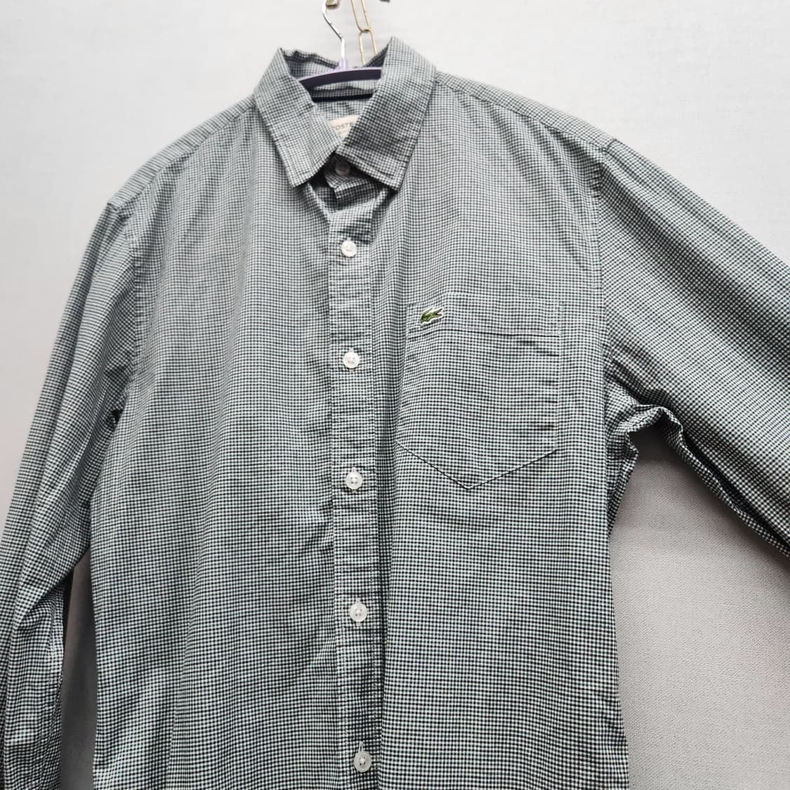 라코스테 깅엄패턴 로고 원포켓 셔츠 S(M) 상품이미지3