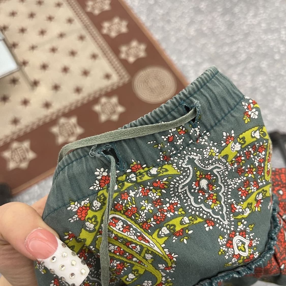 빈티지 모리 코지걸 보헤미안 패턴 미디 롱스커트 33인치 C10439 상품이미지7