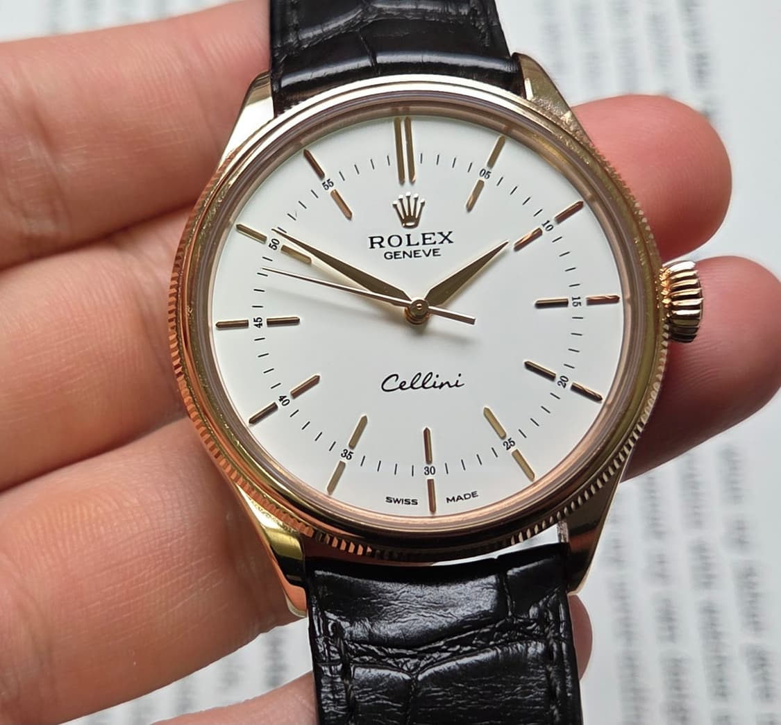 레어] 롤렉스 셀리니 50505 18K로즈골즈 올금통 화이트판 남성용 상품이미지2