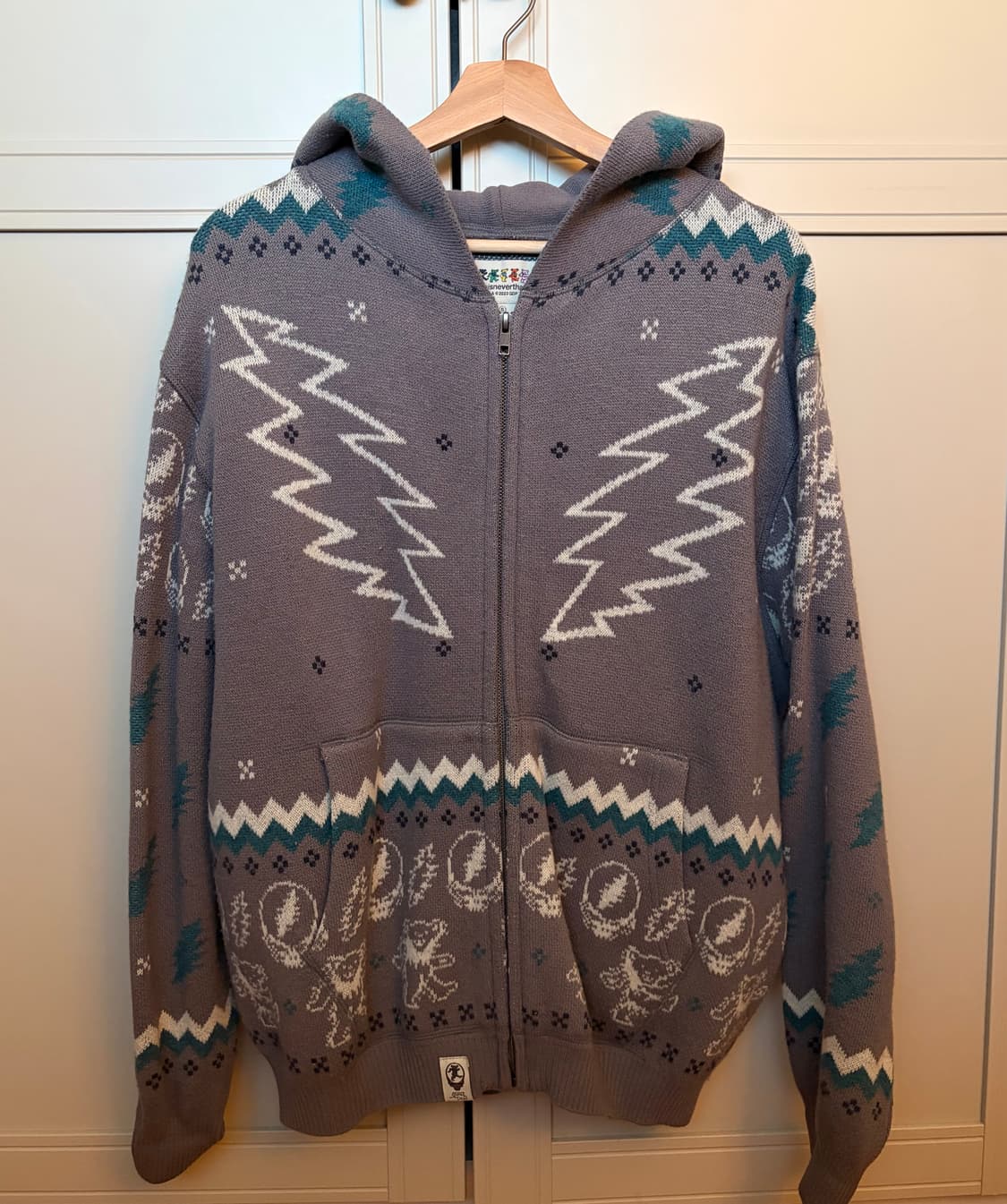 디스이즈네버댓 x 그레이트풀 데드 아이코노그래피 니트 집 후드 라벤더 S 상품이미지2