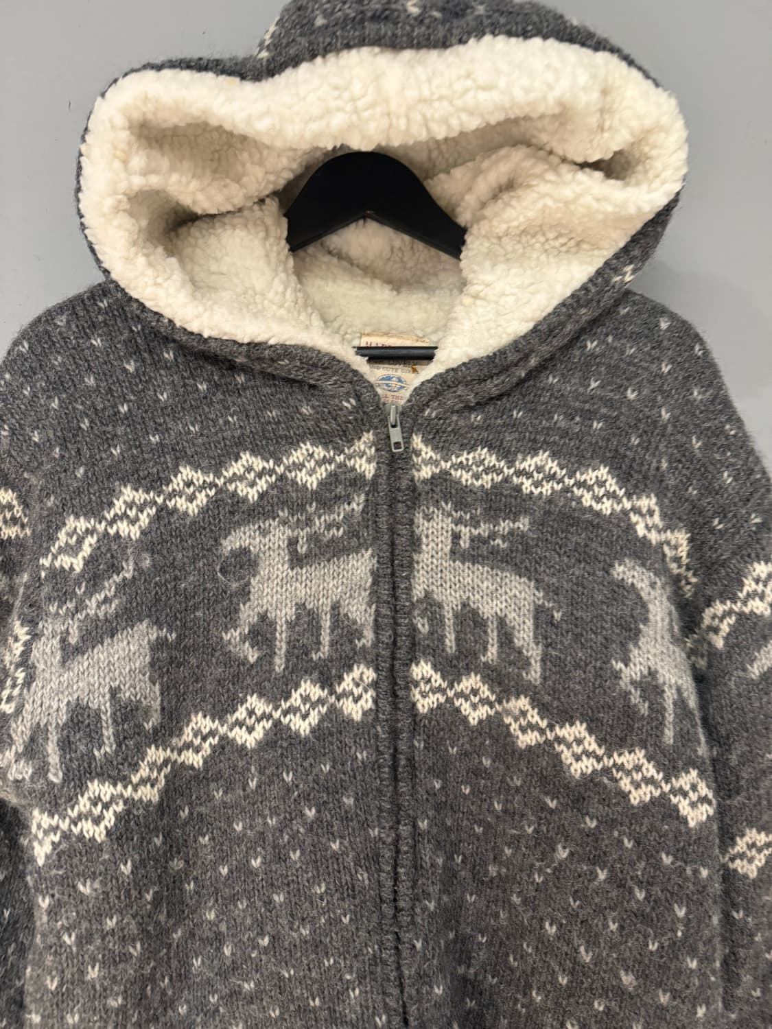 nordic pattern sherpa knit hood zip-up 상품이미지6