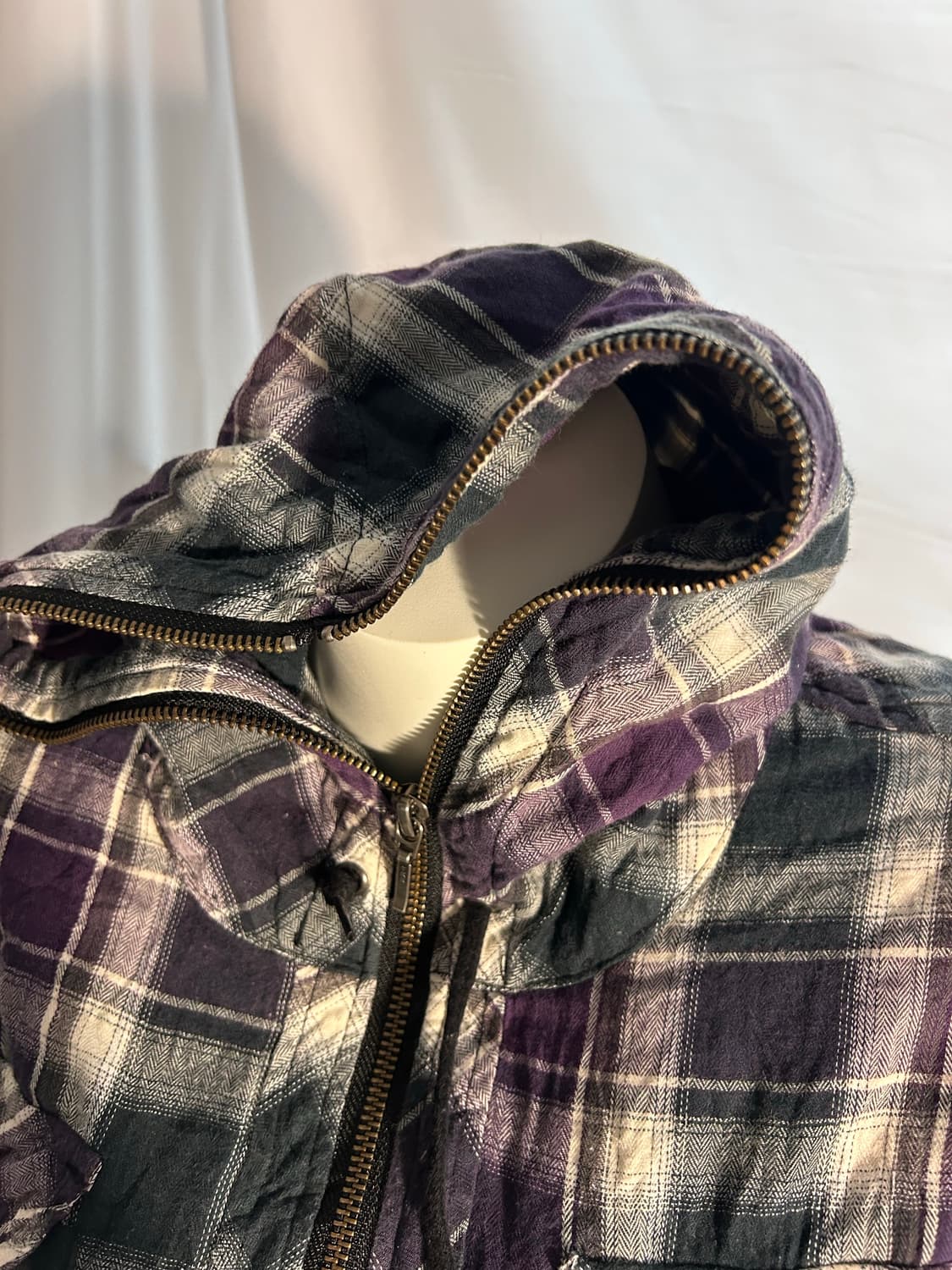 y2k flannel full hood zip-up 상품이미지3