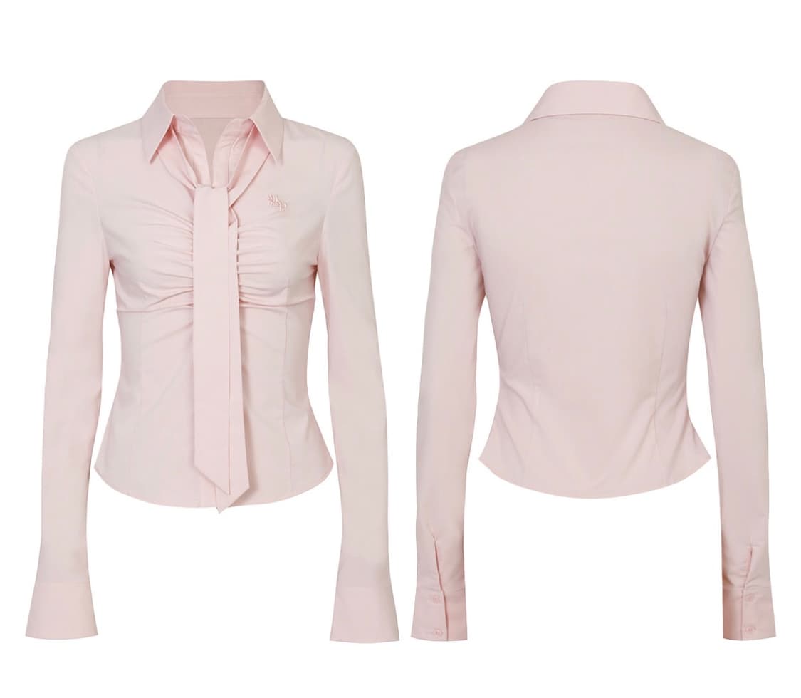 페인오어플레져 비비안 스카프 셔츠 핑크 s 상품이미지1