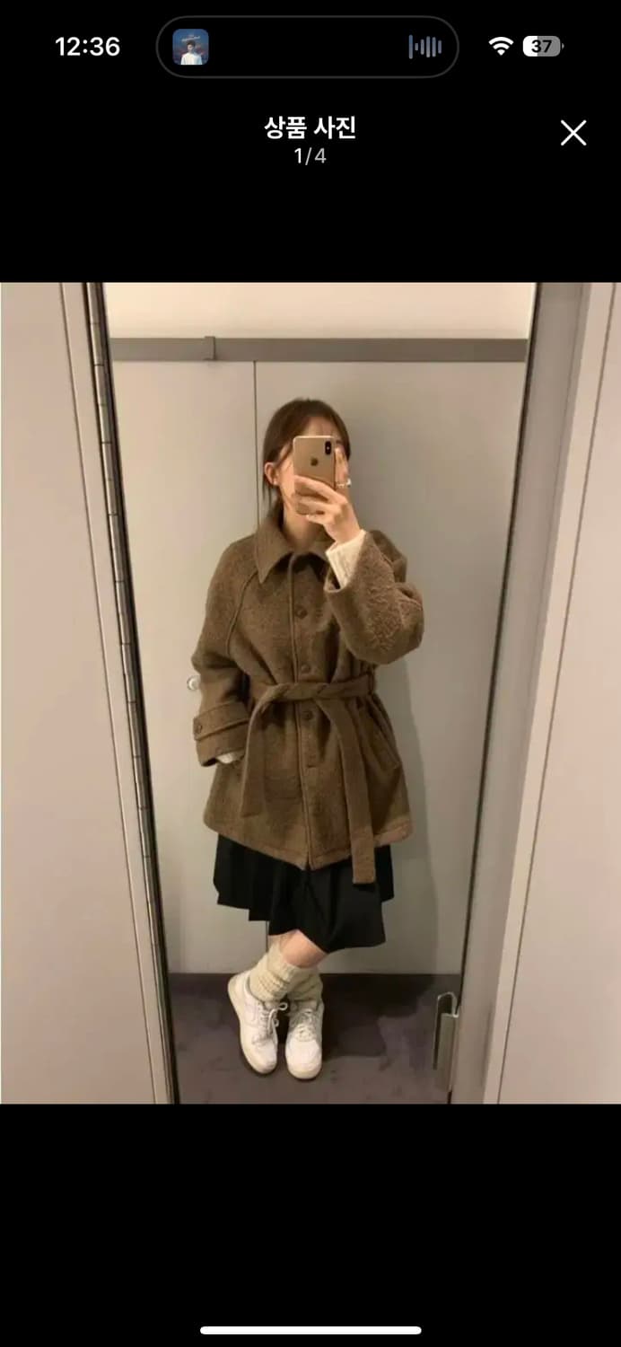 이도씨 테리 하프 누빔 코트 브라운 2온스 상품이미지1