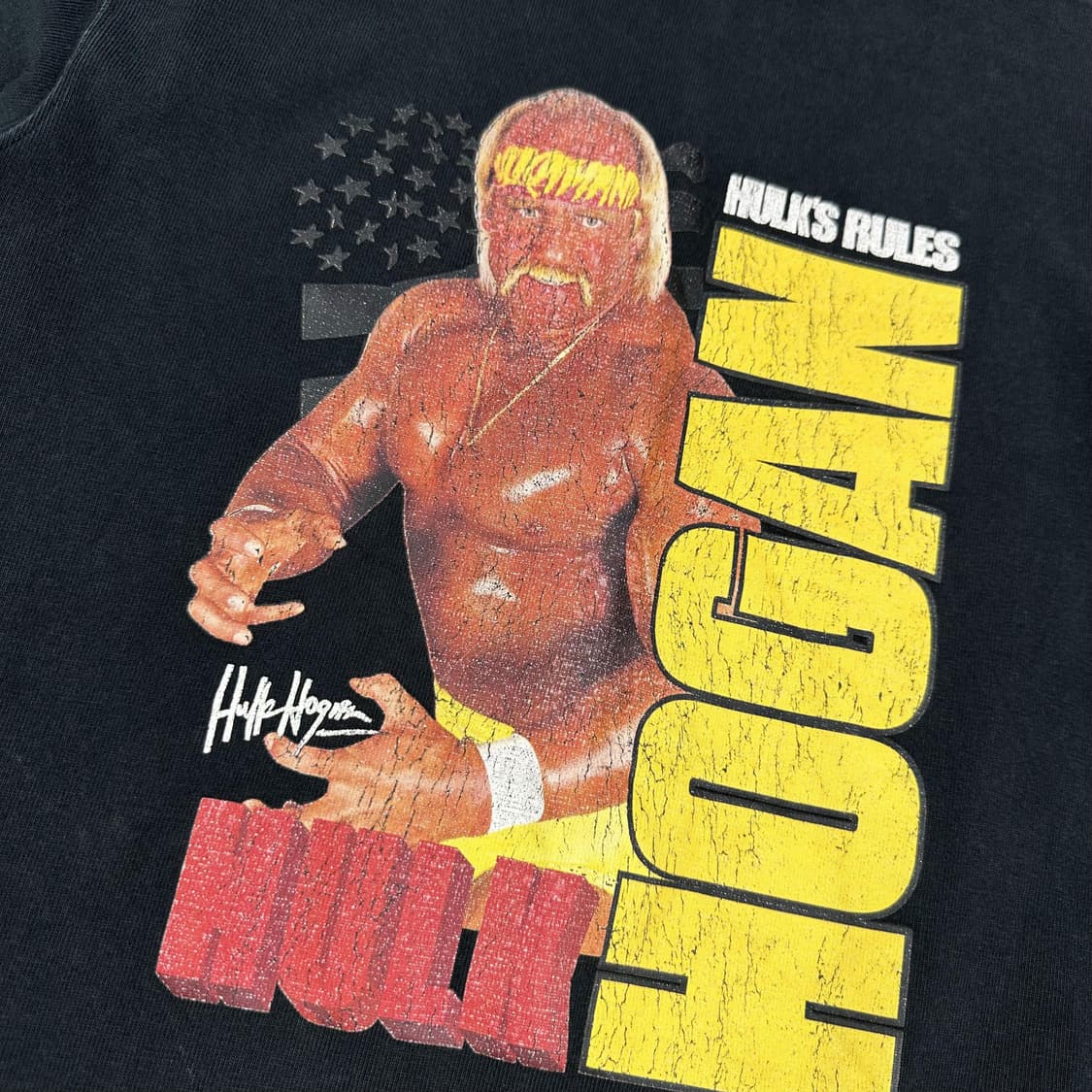 뉴에라 WWE 헐크 호건 빈티지 프린팅 반팔티 블랙 M 상품이미지3