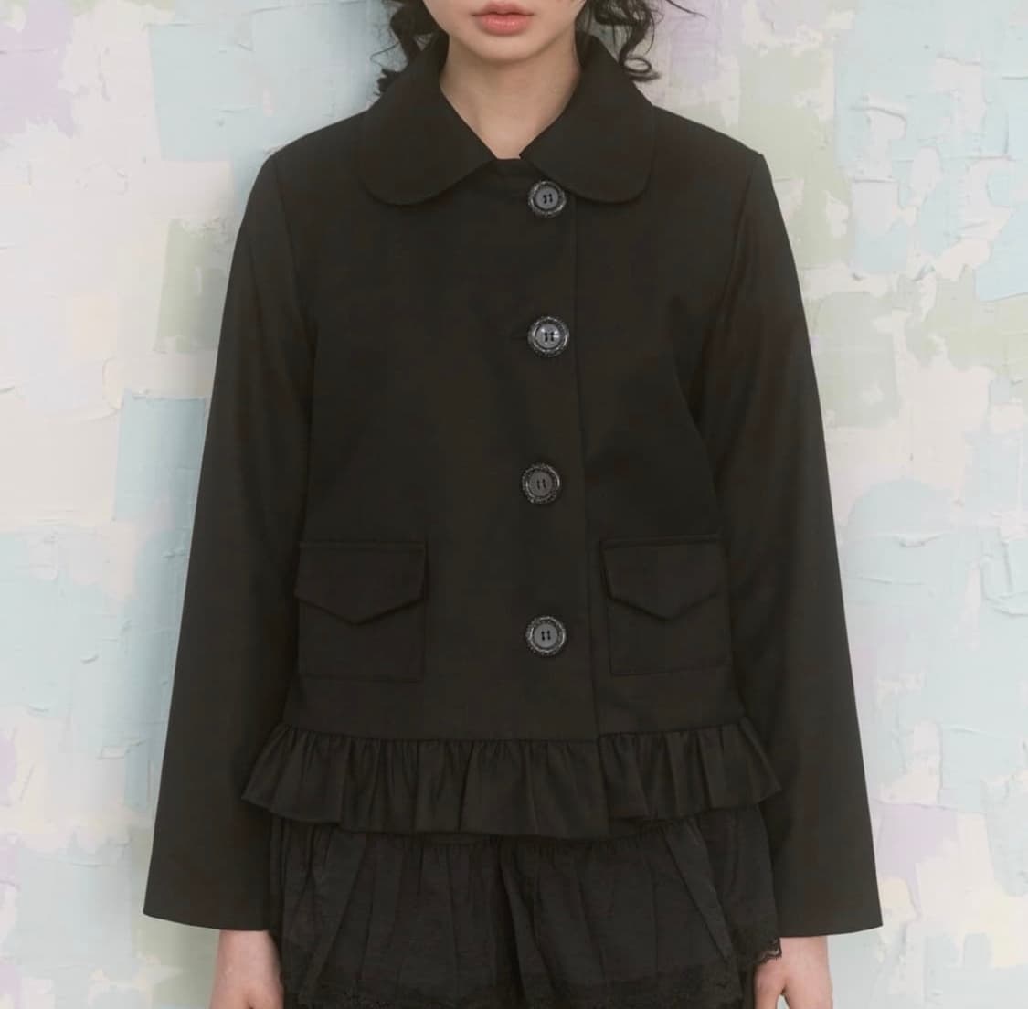 나이엔 도트 버튼 프릴 자켓 상품이미지1