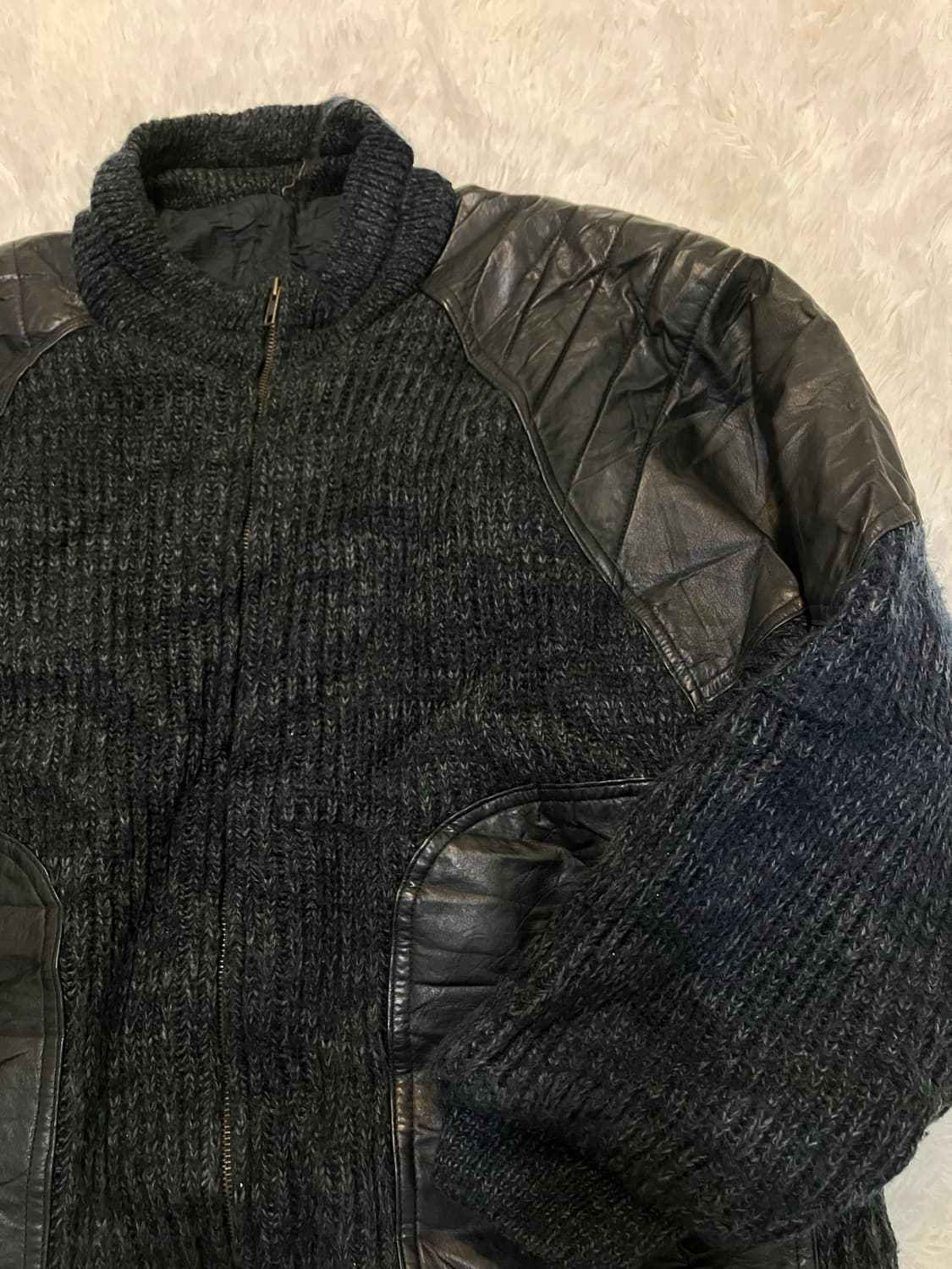 a블랙 레더패치 니트 점퍼612  상품이미지4
