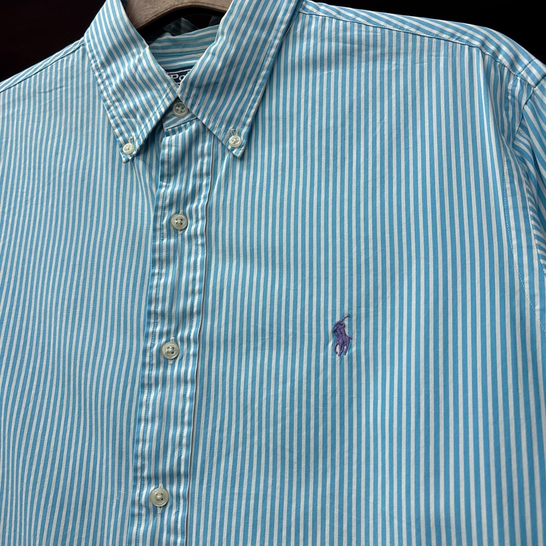 90s 폴로 랄프로렌 클래식 스트라이프 버튼다운셔츠 스카이블루 N1163 상품이미지6