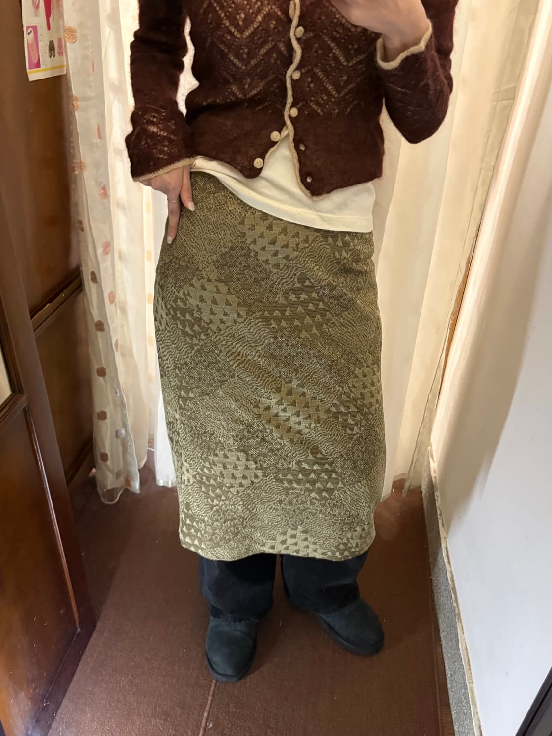 Japanese vintage patterned midi skirt 상품이미지1