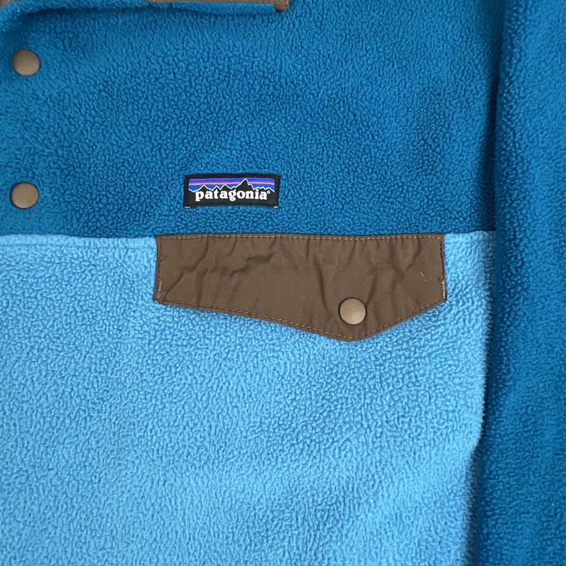 14FW 파타고니아 신칠라 스냅-T 플리스 블루 터콰이즈 브라운 포켓 상품이미지4