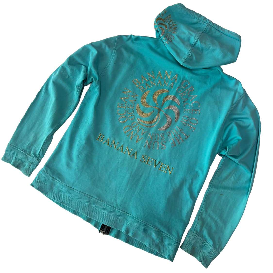바나나세븐 글리터 로고 민트 후드 집업 상품이미지5