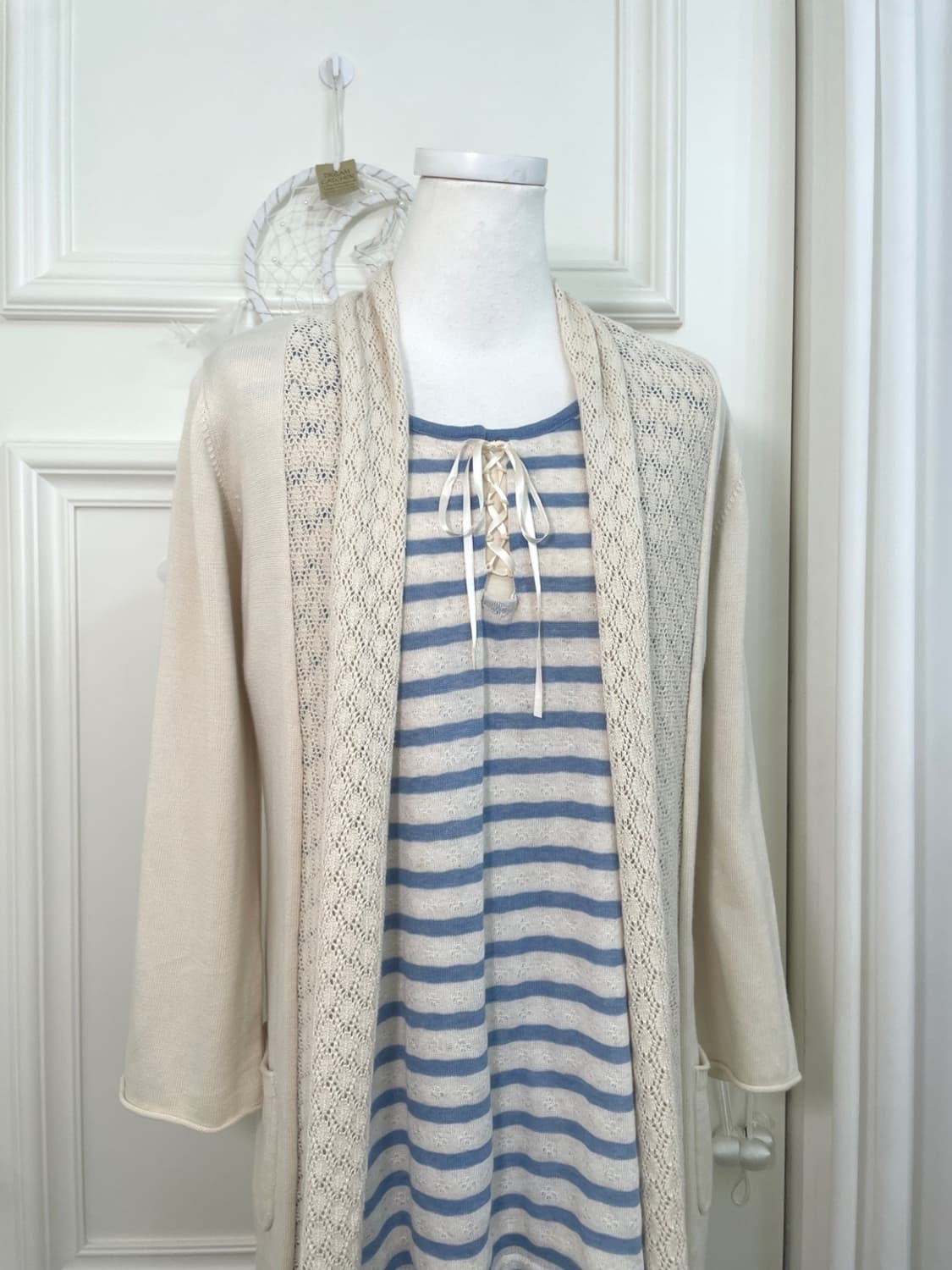 ivory crochet blue stripe layered mori 3 상품이미지6