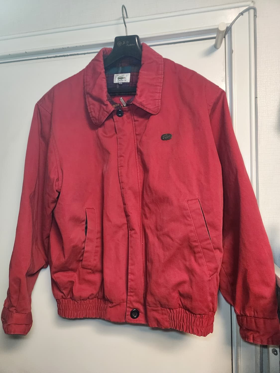 라코스테 90s 빈티지 레드체크 워크 스윙자켓 (실측 M정도) 상품이미지1