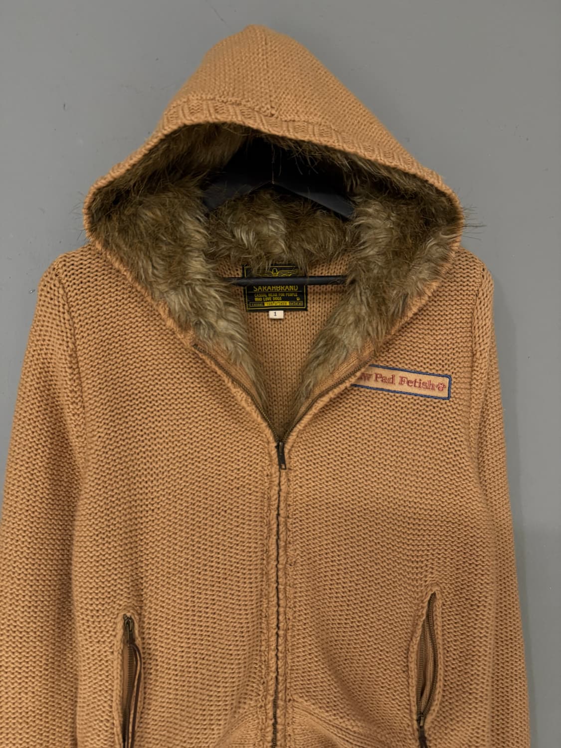 fur trimming point knit hood zip-up  상품이미지7